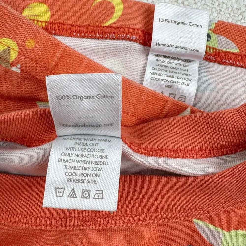 Hanna Andersson Star Wars Baby Yoda Pajama Set Size 140 cm US 10 Orange PJ